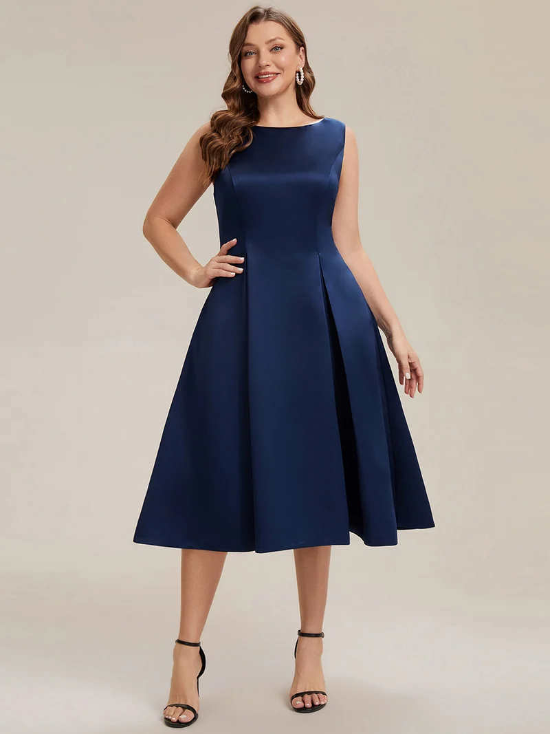 Robe midi longueur ballerine sans bretelles à encolure bateau avec poche
