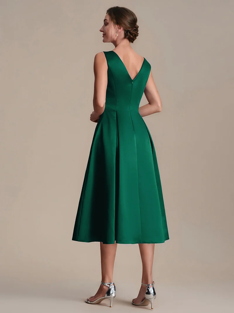 Robe midi longueur ballerine sans bretelles à encolure bateau avec poche