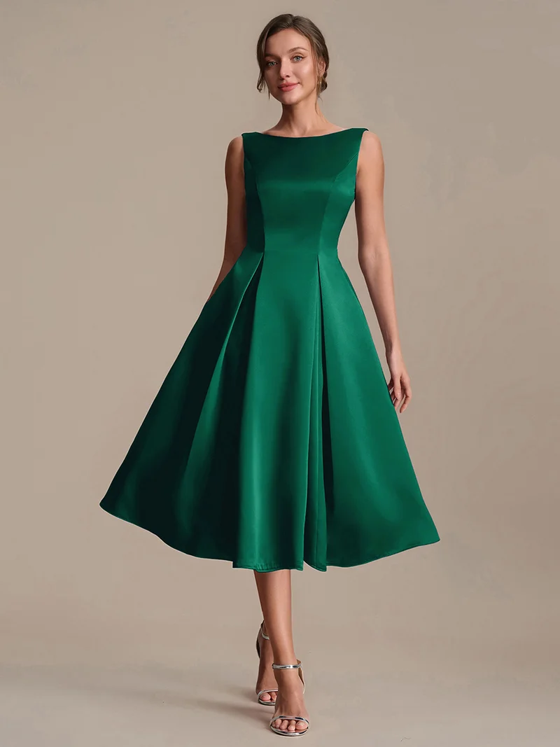 Robe midi longueur ballerine sans bretelles à encolure bateau avec poche