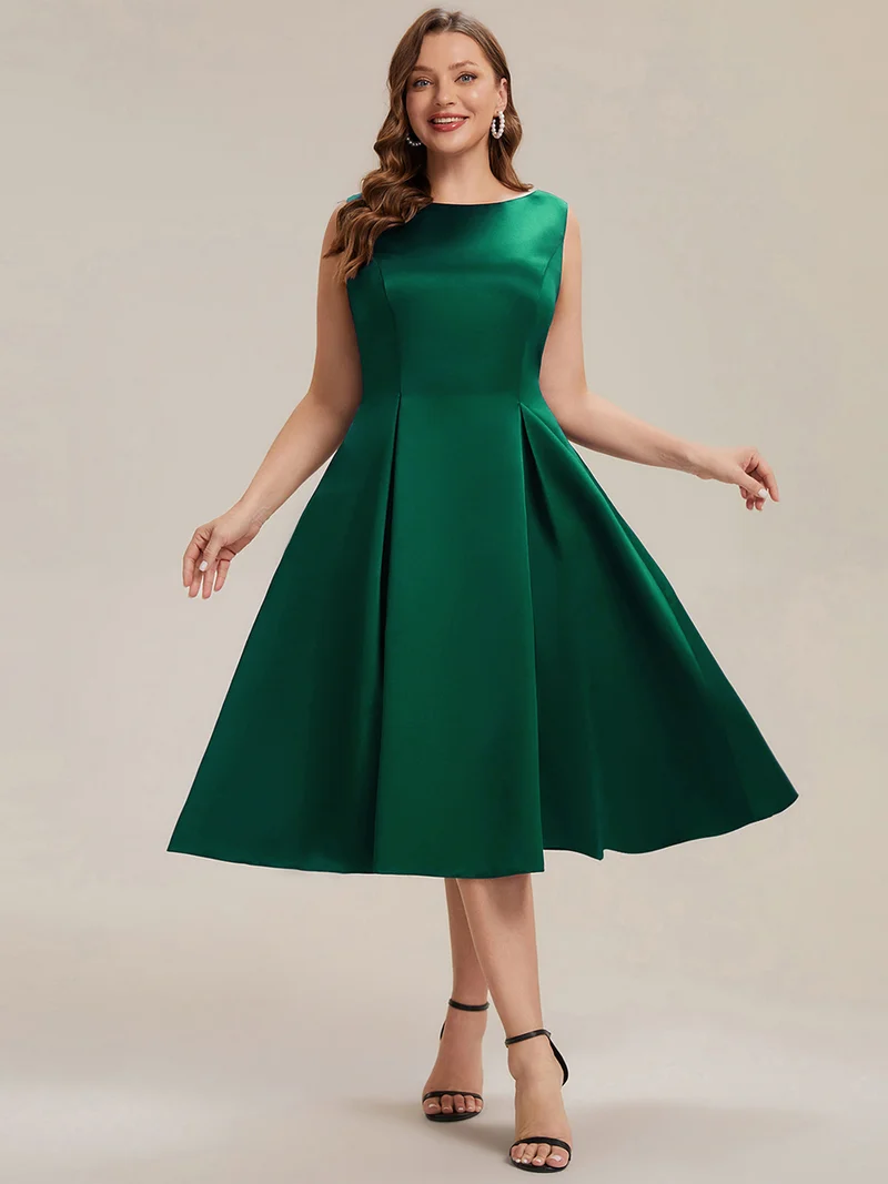 Robe midi longueur ballerine sans bretelles à encolure bateau avec poche