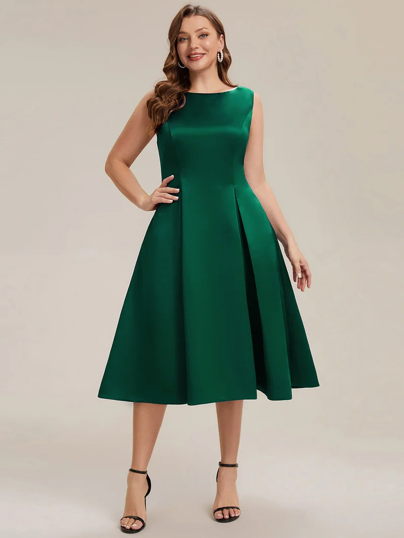 Robe midi longueur ballerine sans bretelles à encolure bateau avec poche