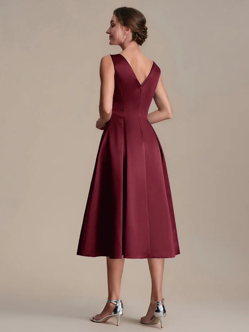 Robe midi longueur ballerine sans bretelles à encolure bateau avec poche