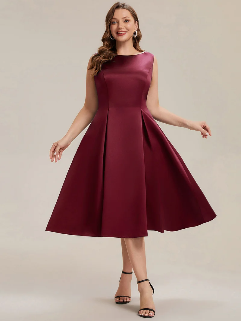 Robe midi longueur ballerine sans bretelles à encolure bateau avec poche
