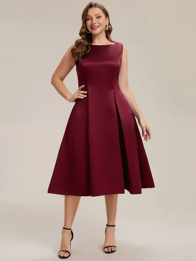 Robe midi longueur ballerine sans bretelles à encolure bateau avec poche