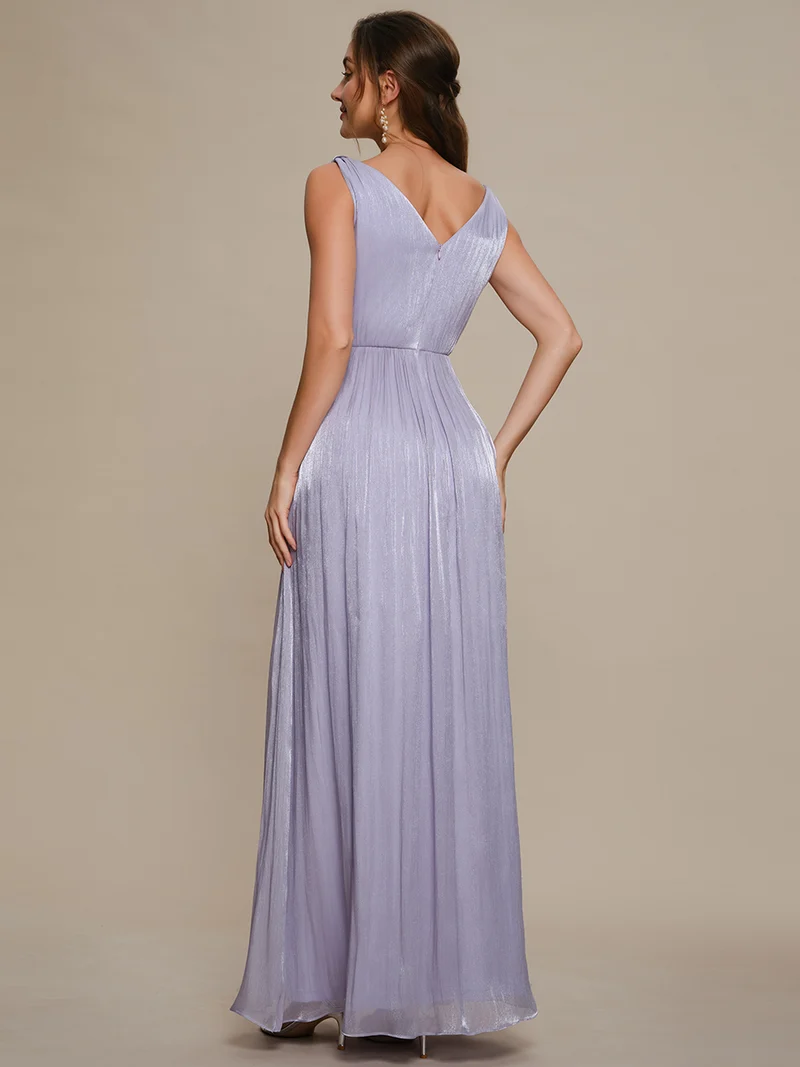 Robe longue évasée à encolure en V sans bretelles