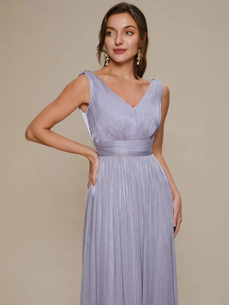 Robe longue évasée à encolure en V sans bretelles