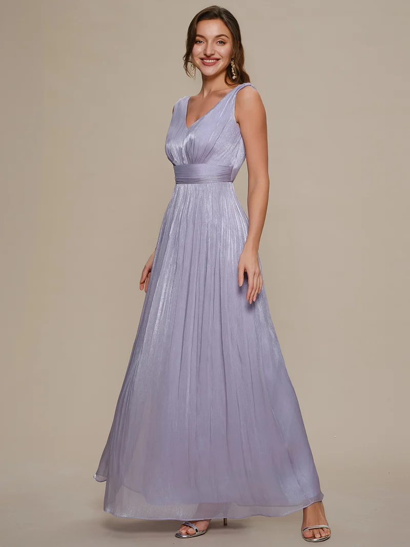 Robe longue évasée à encolure en V sans bretelles