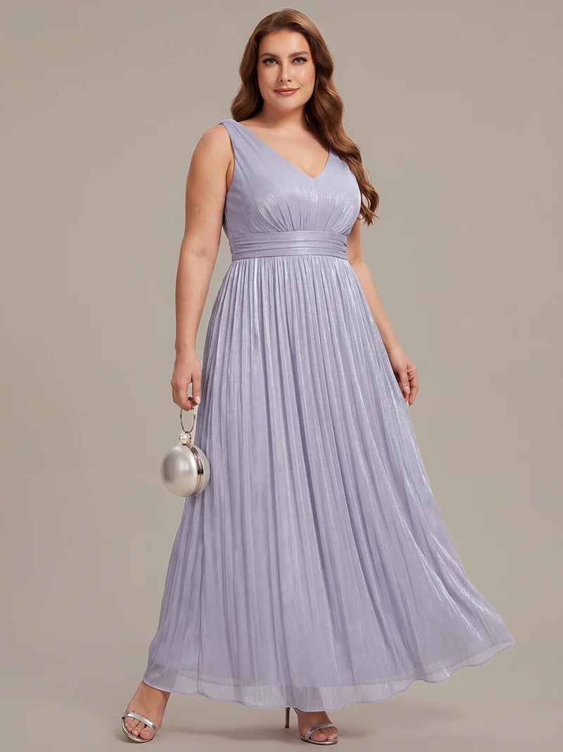 Robe longue évasée à encolure en V sans bretelles