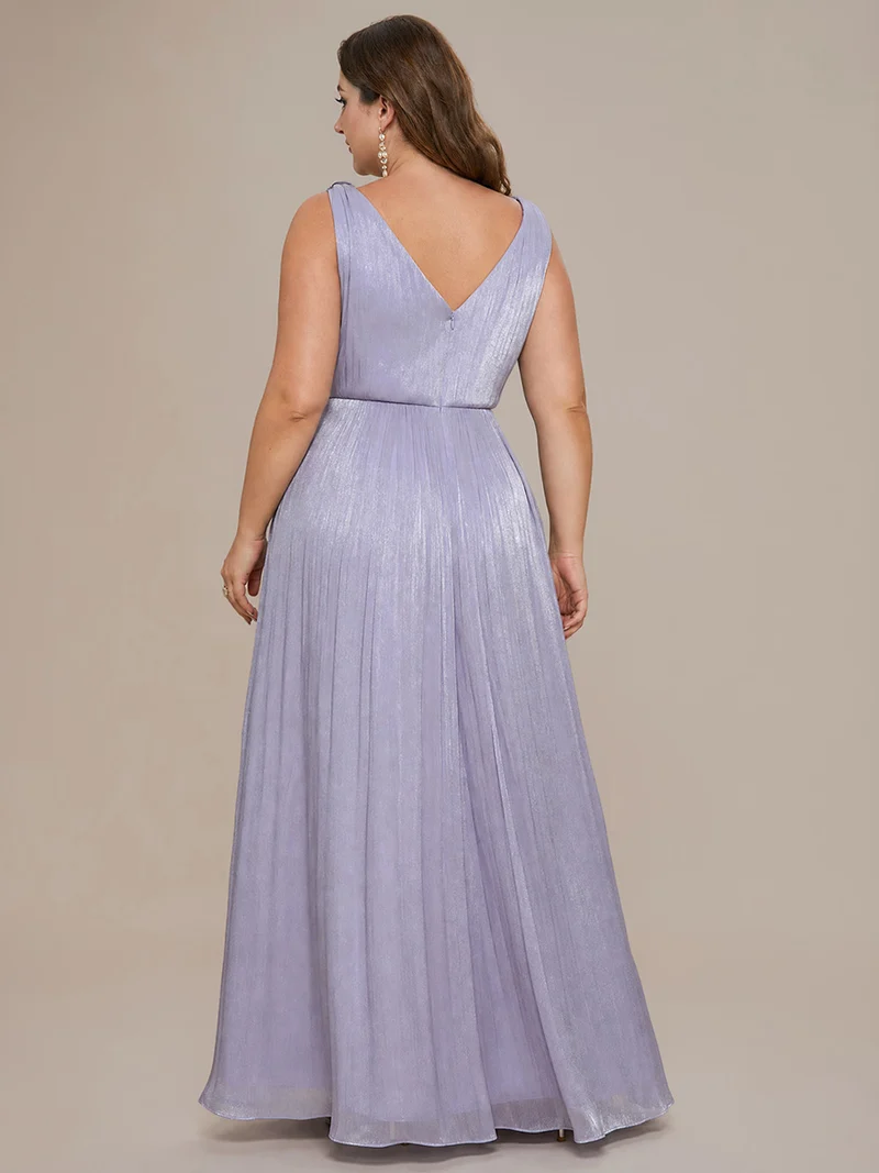 Robe longue évasée à encolure en V sans bretelles