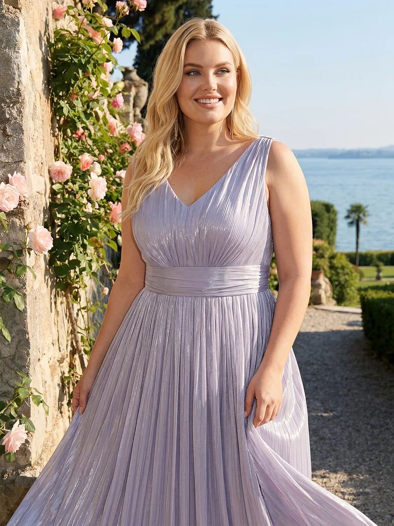 Robe longue évasée à encolure en V sans bretelles