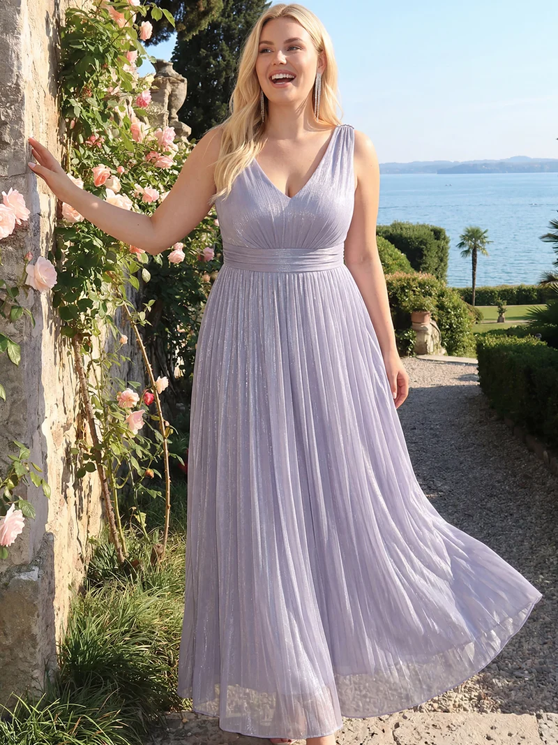 Robe longue évasée à encolure en V sans bretelles