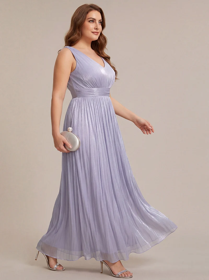 Robe longue évasée à encolure en V sans bretelles