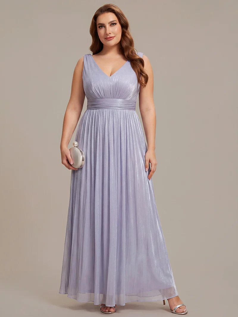 Robe longue évasée à encolure en V sans bretelles