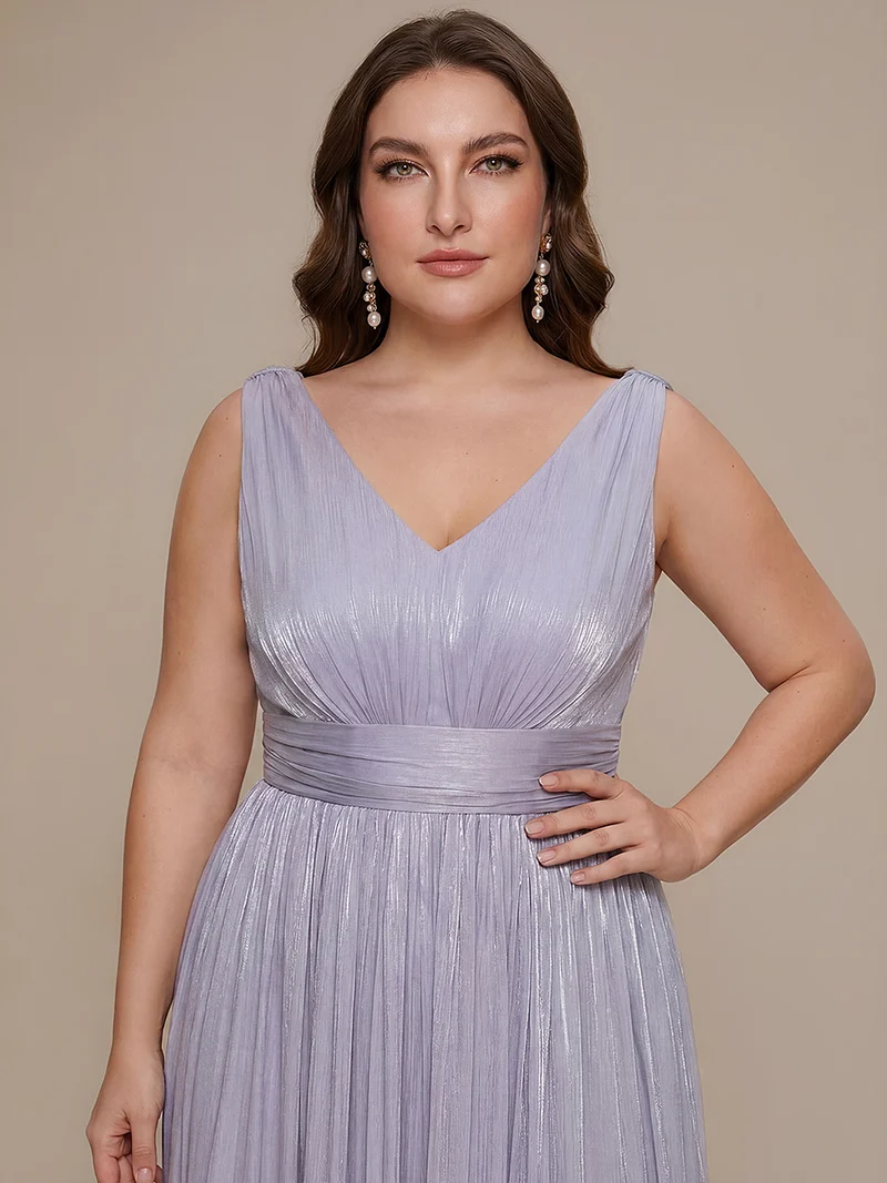 Robe longue évasée à encolure en V sans bretelles