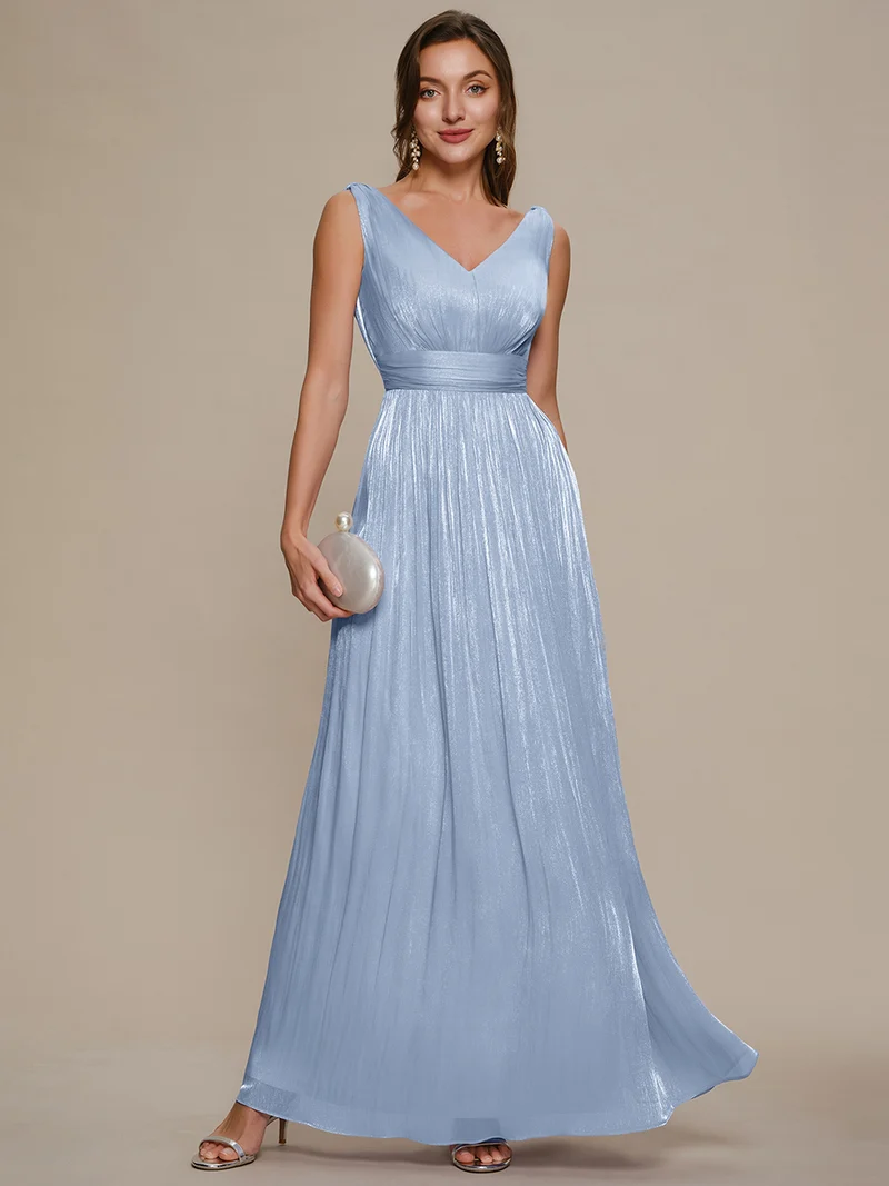 Robe longue évasée à encolure en V sans bretelles