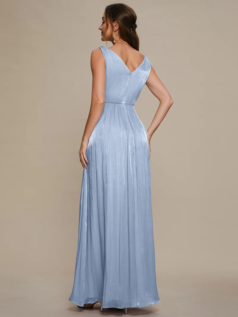 Robe longue évasée à encolure en V sans bretelles