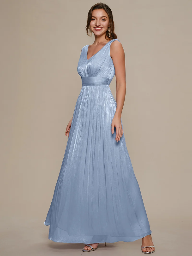 Robe longue évasée à encolure en V sans bretelles