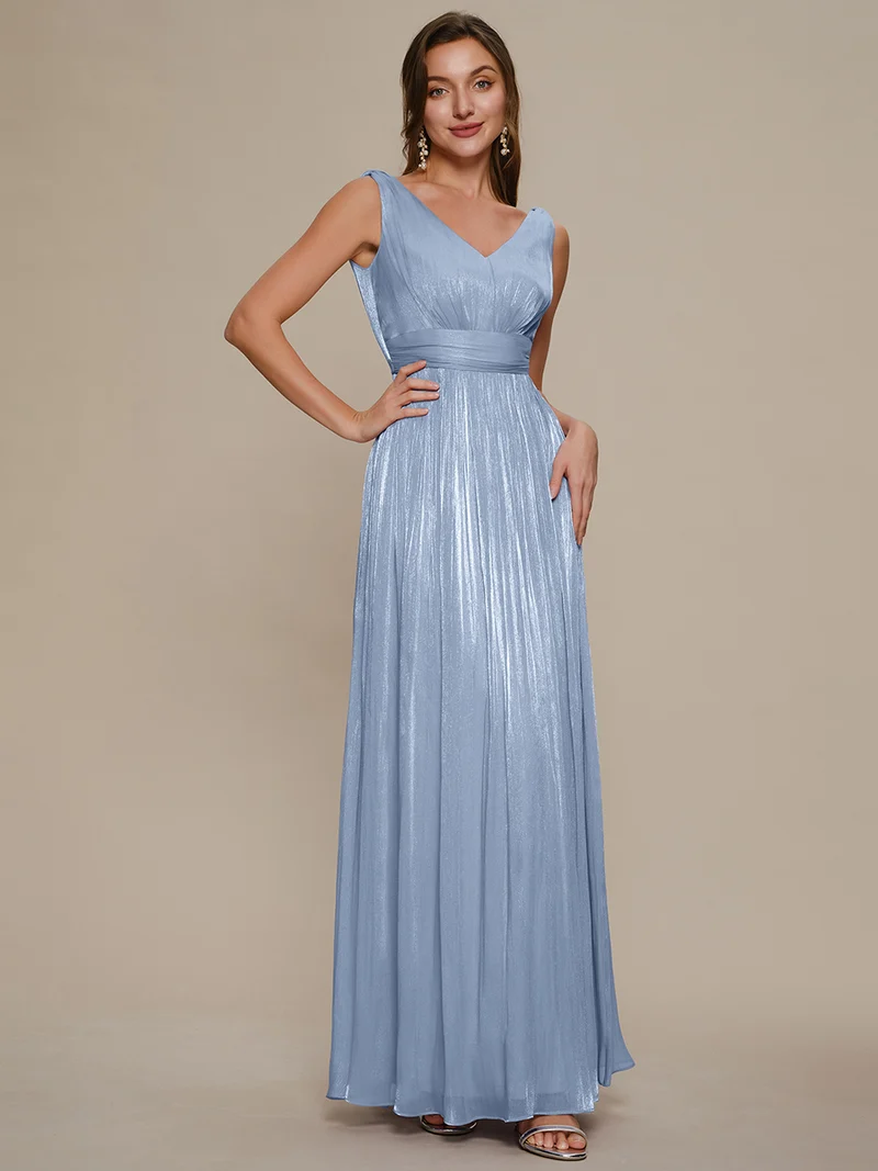 Robe longue évasée à encolure en V sans bretelles