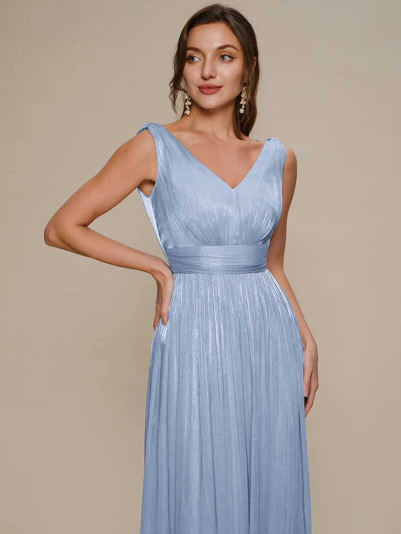Robe longue évasée à encolure en V sans bretelles