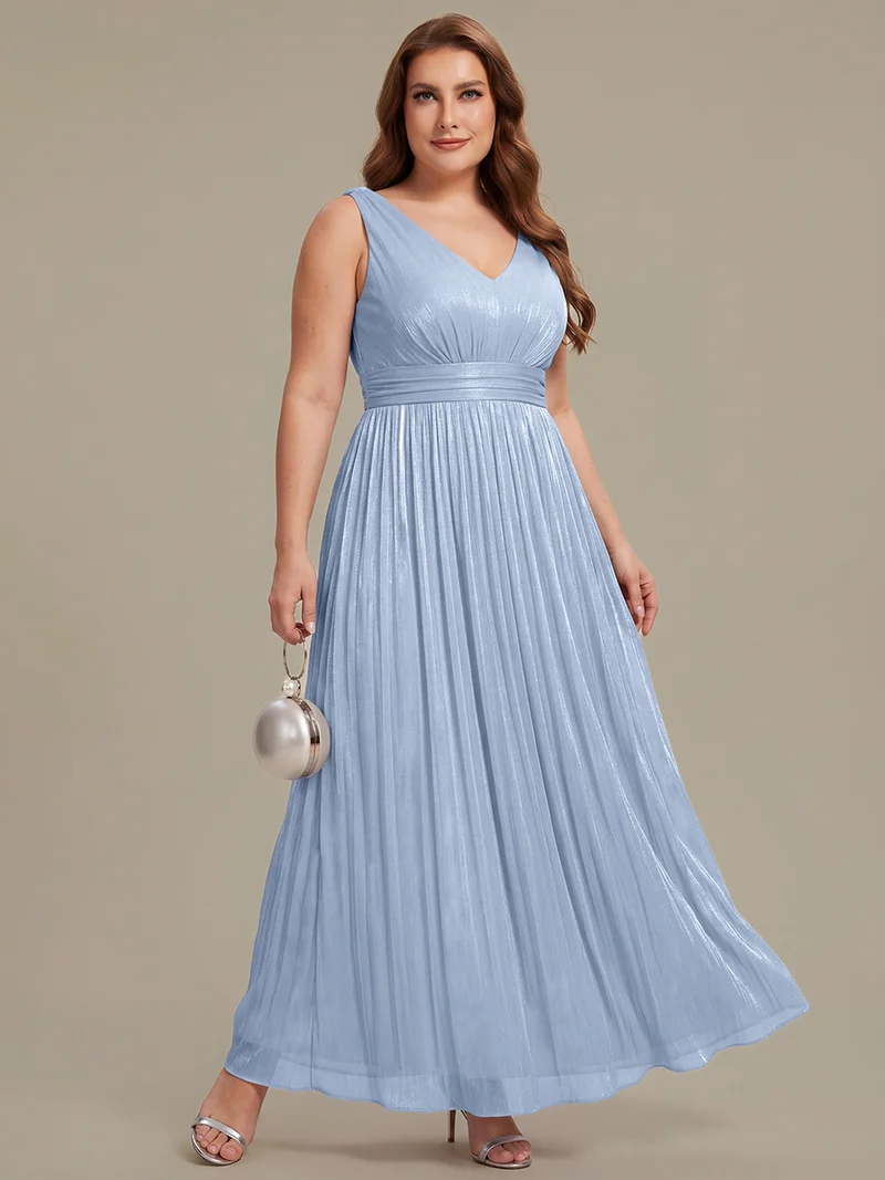 Robe longue évasée à encolure en V sans bretelles