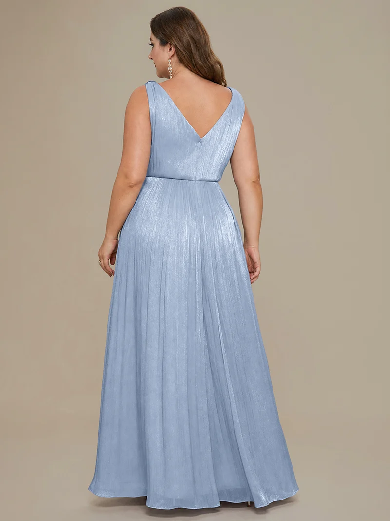 Robe longue évasée à encolure en V sans bretelles