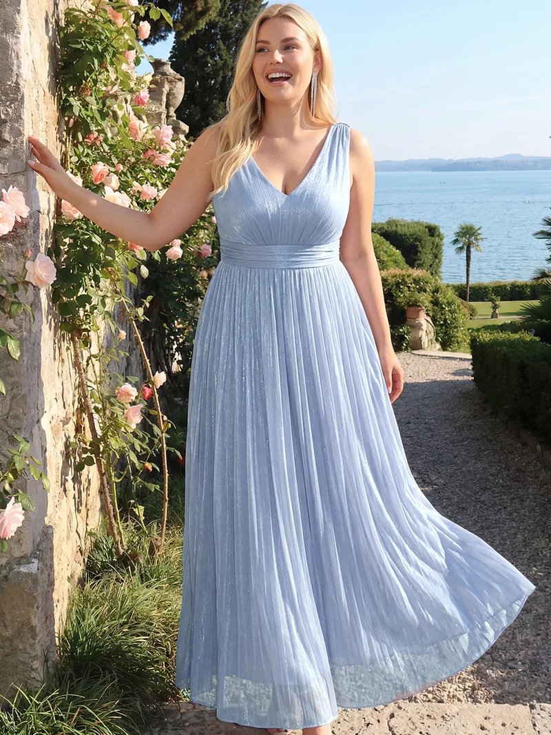 Robe longue évasée à encolure en V sans bretelles