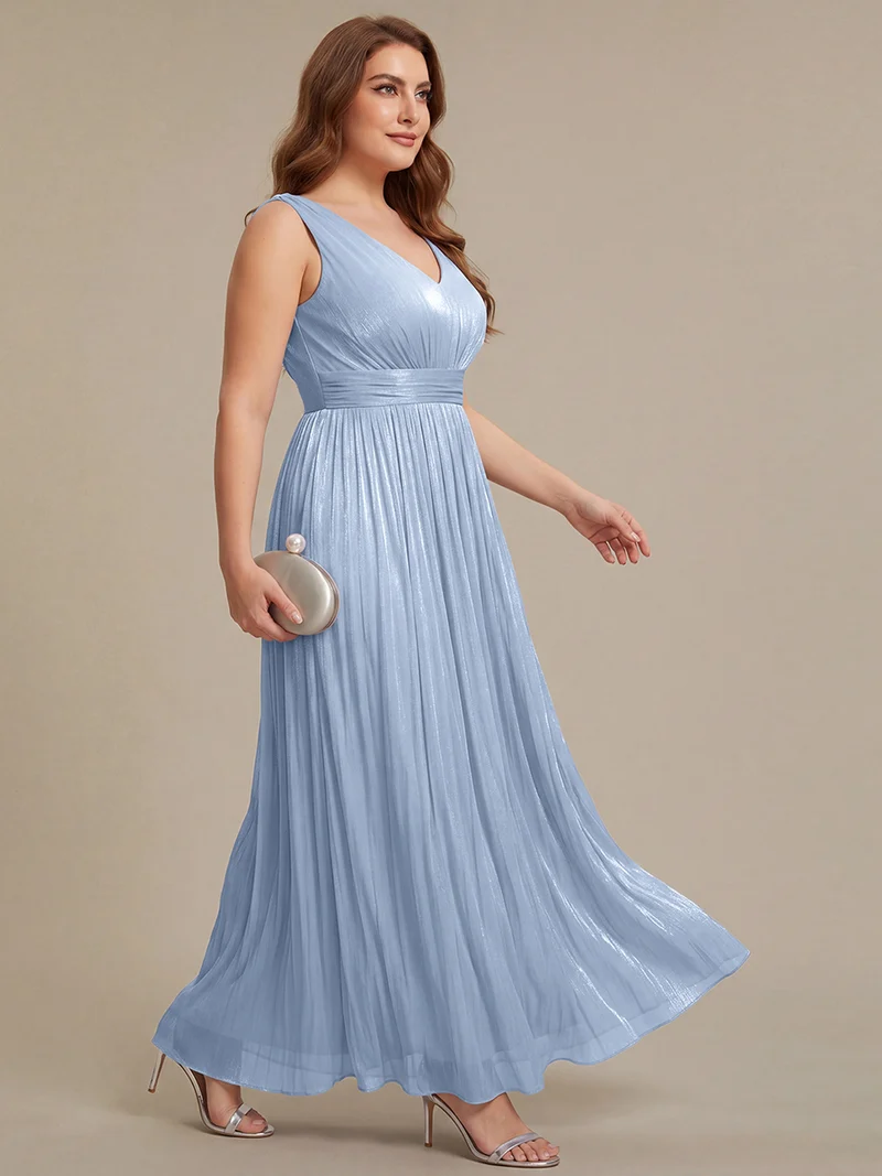 Robe longue évasée à encolure en V sans bretelles