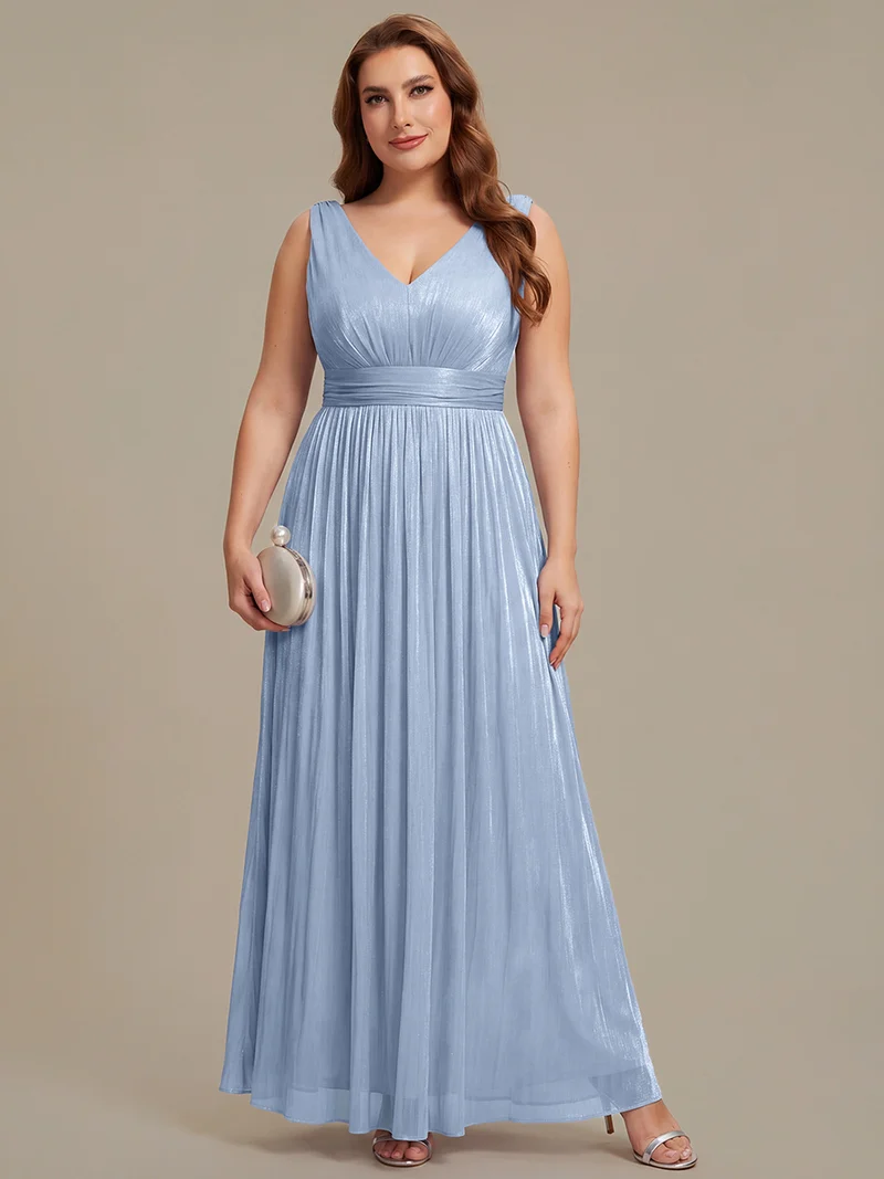 Robe longue évasée à encolure en V sans bretelles