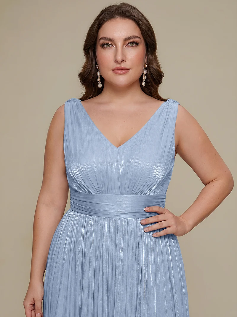 Robe longue évasée à encolure en V sans bretelles