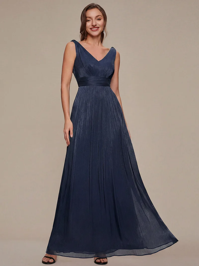 Robe longue évasée à encolure en V sans bretelles