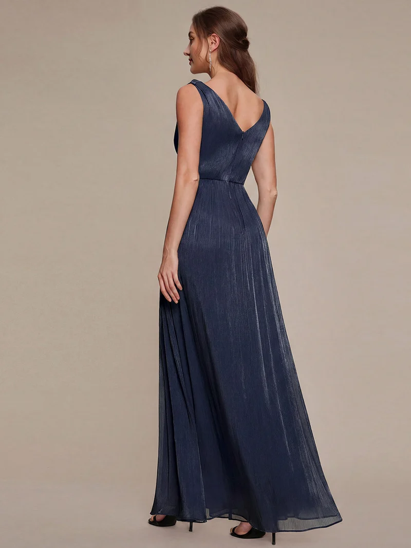 Robe longue évasée à encolure en V sans bretelles