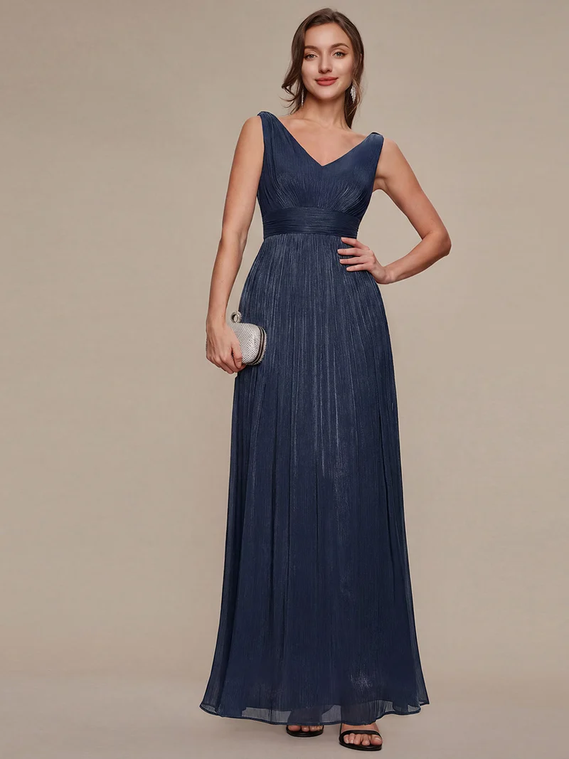 Robe longue évasée à encolure en V sans bretelles