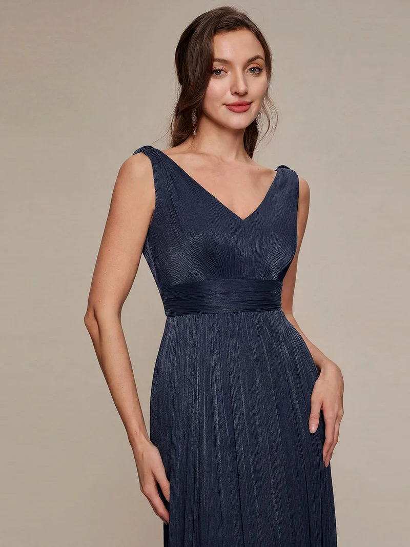 Robe longue évasée à encolure en V sans bretelles