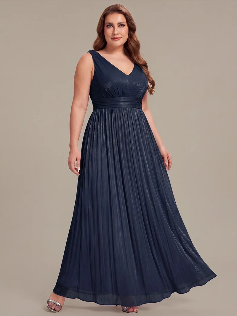Robe longue évasée à encolure en V sans bretelles