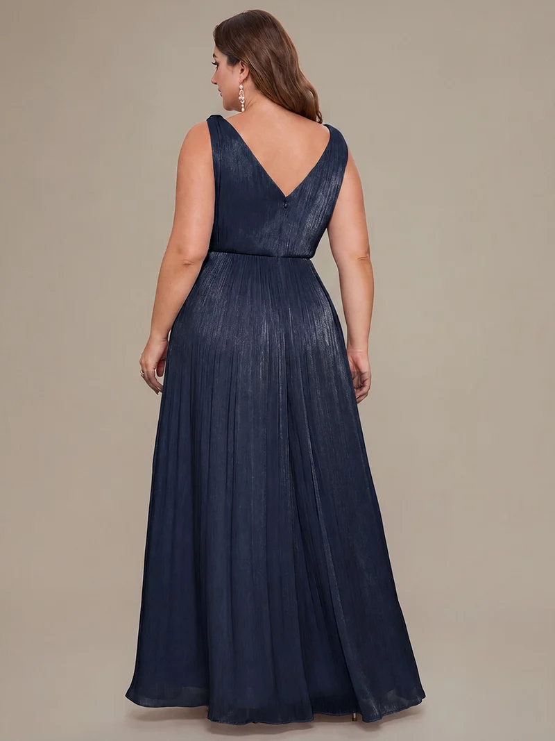 Robe longue évasée à encolure en V sans bretelles