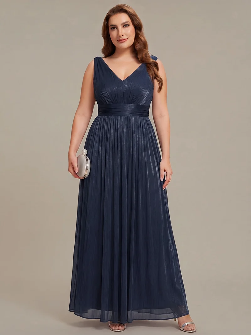 Robe longue évasée à encolure en V sans bretelles