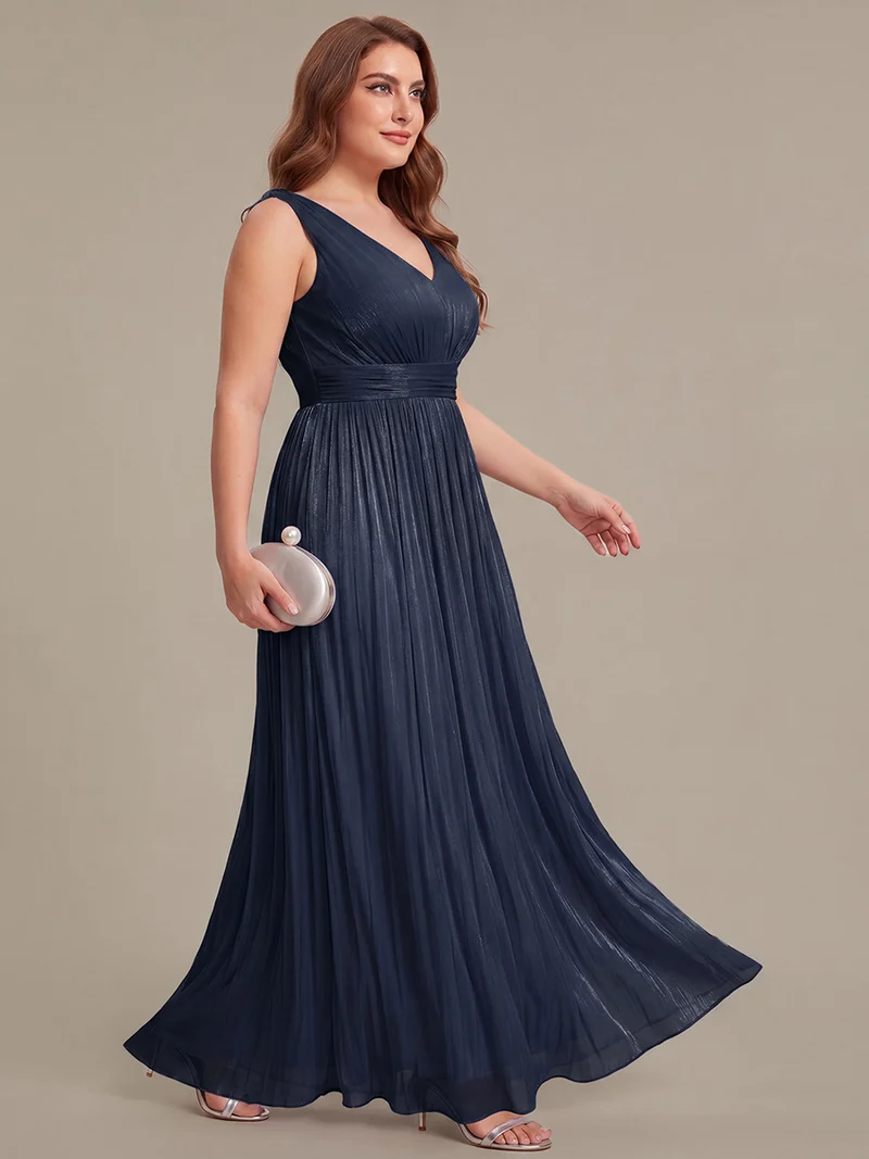 Robe longue évasée à encolure en V sans bretelles
