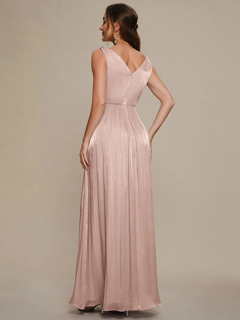 Robe longue évasée à encolure en V sans bretelles