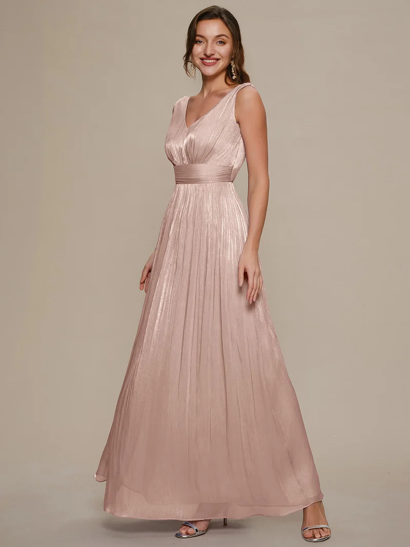Robe longue évasée à encolure en V sans bretelles