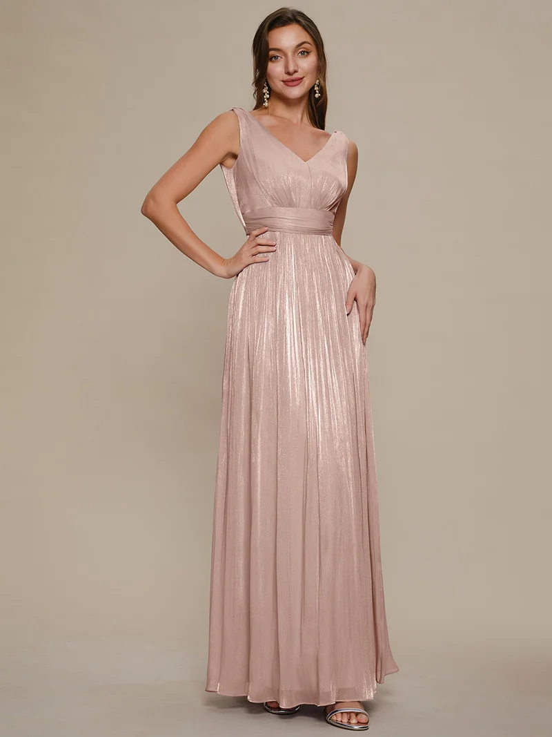 Robe longue évasée à encolure en V sans bretelles