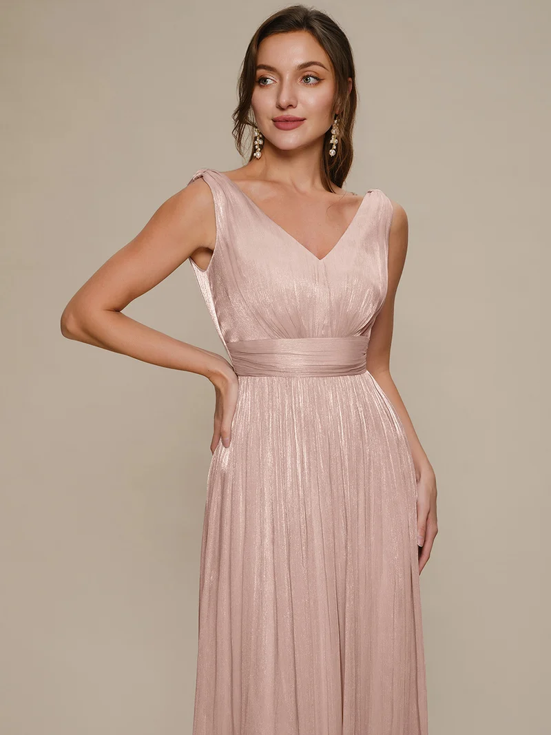 Robe longue évasée à encolure en V sans bretelles