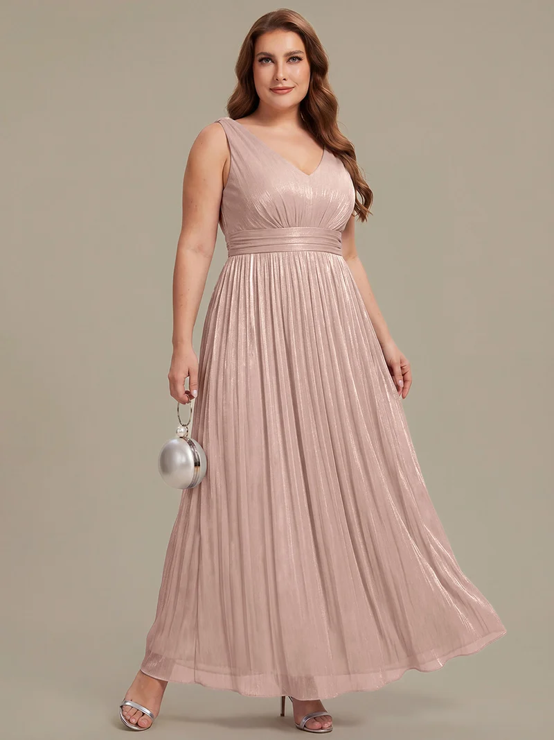 Robe longue évasée à encolure en V sans bretelles