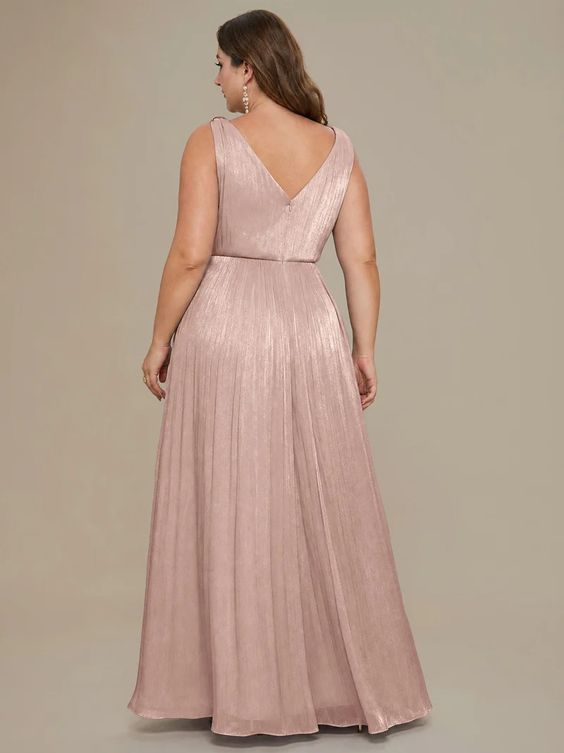 Robe longue évasée à encolure en V sans bretelles
