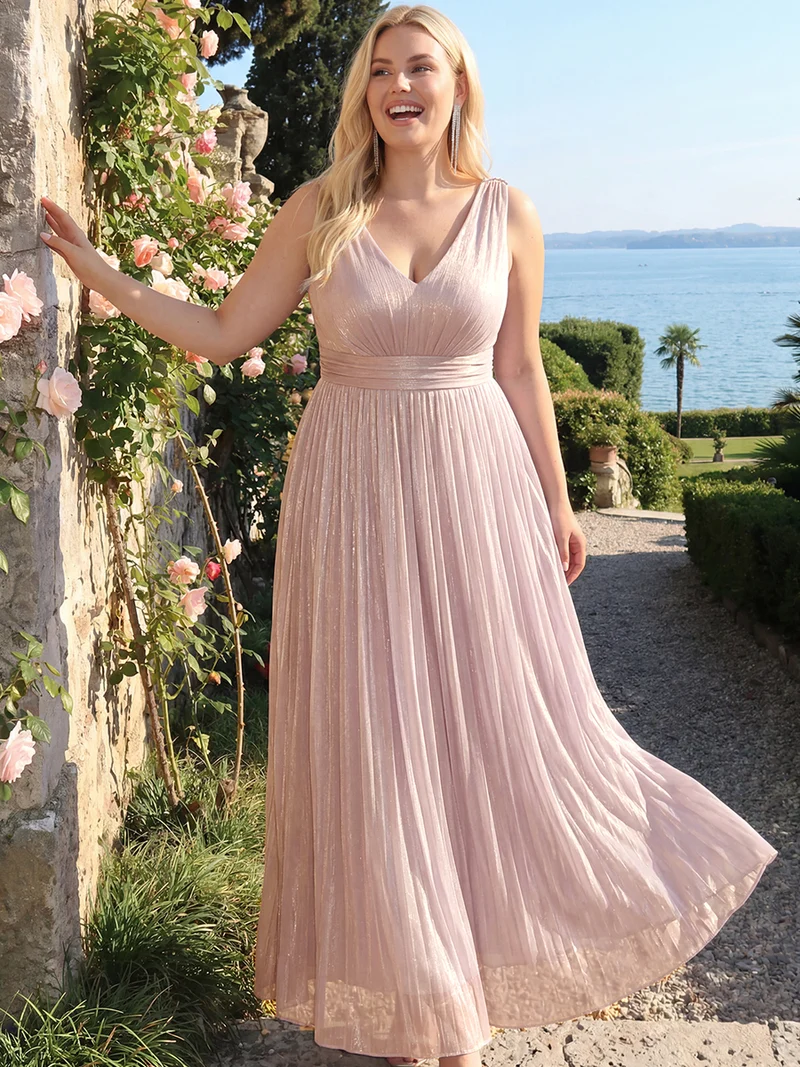 Robe longue évasée à encolure en V sans bretelles