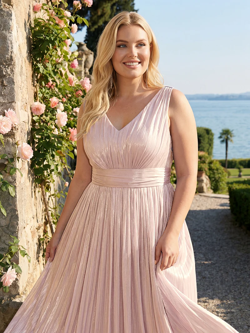 Robe longue évasée à encolure en V sans bretelles