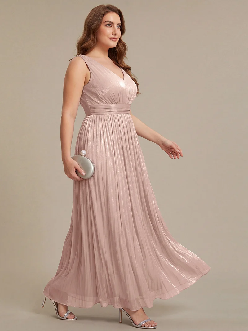 Robe longue évasée à encolure en V sans bretelles