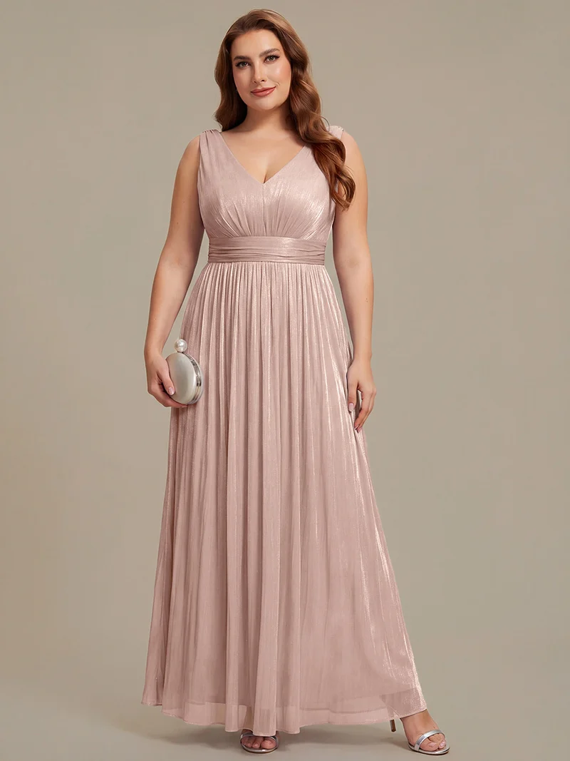 Robe longue évasée à encolure en V sans bretelles