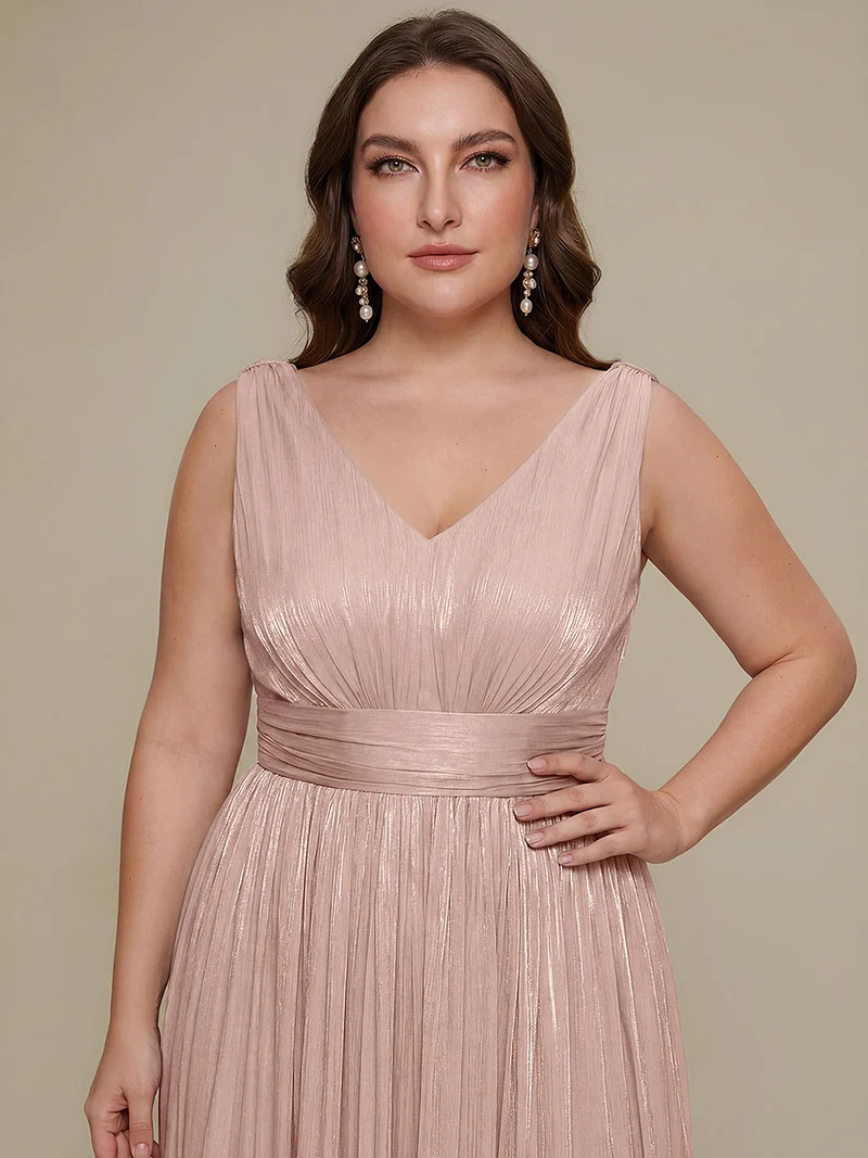 Robe longue évasée à encolure en V sans bretelles