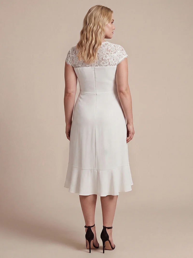 Robe midi sirène à volants en sequins à manches courtes avec décolleté croisé