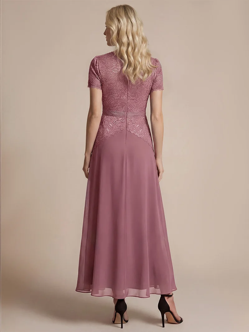 Robe longue à encolure ronde à manches courtes en sequins coupe évasée